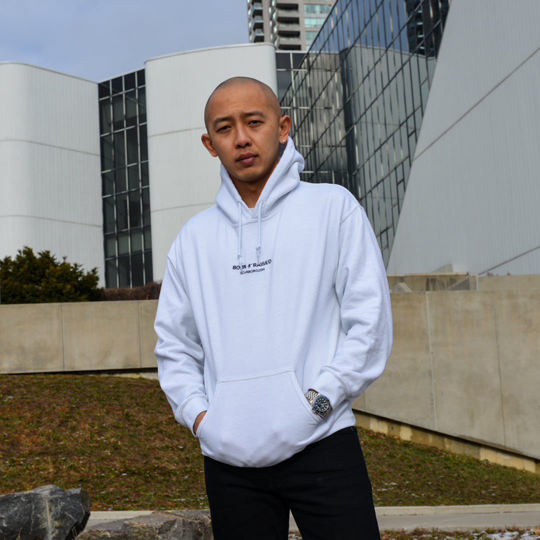 Born & Raised: Scarborough White Embroidery Hoodie