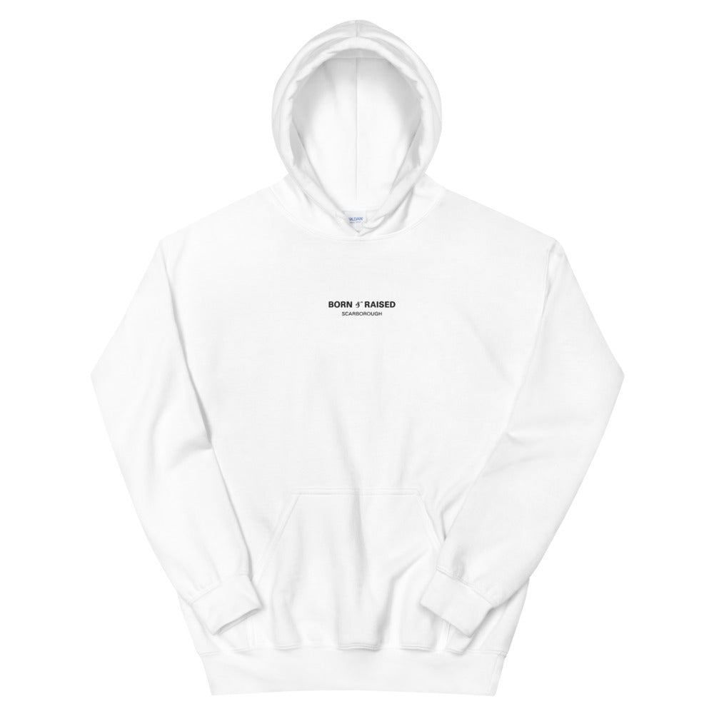 Born & Raised: Scarborough White Embroidery Hoodie